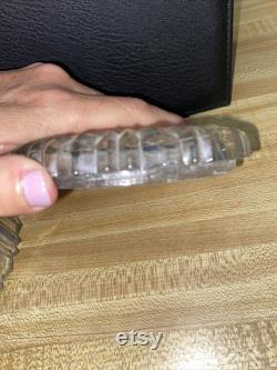 Vintage Vanity Powder Jar Trinket Jewel Box withlid Antique Cut Glass 4.5 Dia