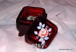 Vintage Vanity Set Matson Westmoreland Jewelry Box Powder Dresser Box Hand Painted Artist Signed FREE SHIPPING
