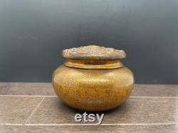 Vintage Victor Silver Co. Sterling Silver Plate Vanity powder jar with gold finish, 1930's