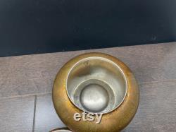 Vintage Victor Silver Co. Sterling Silver Plate Vanity powder jar with gold finish, 1930's