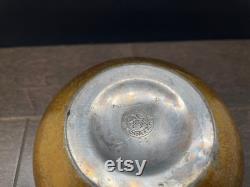 Vintage Victor Silver Co. Sterling Silver Plate Vanity powder jar with gold finish, 1930's