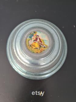 Vintage Victorian Blue Metal Powder Box