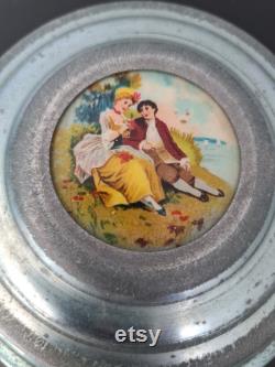 Vintage Victorian Blue Metal Powder Box