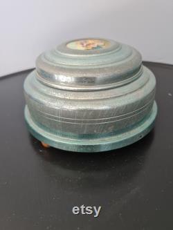 Vintage Victorian Blue Metal Powder Box