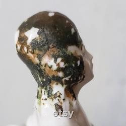 Vintage Victorian Lady Powder Box Dish Porcelain Iridescent Antique Trinket Candy Bowl Lid