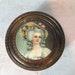 Vintage Victorian Style Brass Vanity Trinket Dish with Portrait of Woman, Progress Novelty Casting Works Powder Box with Mirror and Glass Insert