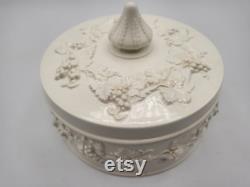 Vintage WEDGWOOD Embossed of Etrurla and Barlaston Queen's Ware Powder Box Made in England
