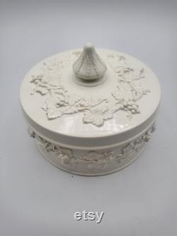 Vintage WEDGWOOD Embossed of Etrurla and Barlaston Queen's Ware Powder Box Made in England