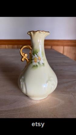 Vintage W.G. and Co. Limoges France Hand-Painted Cruet Daisies Daisy Pitcher Vanity Dresser Vintage Floral Vintage Flowers