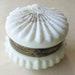 Vintage Wavecrest Circa 1898 Cream Enameled Dresser Box Jar Handpainted Victorian Opaque Glass Vanity Jar