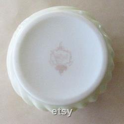 Vintage Wavecrest Circa 1898 Cream Enameled Dresser Box Jar Handpainted Victorian Opaque Glass Vanity Jar