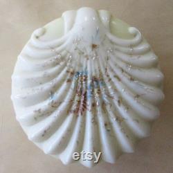 Vintage Wavecrest Circa 1898 Cream Enameled Dresser Box Jar Handpainted Victorian Opaque Glass Vanity Jar