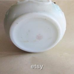 Vintage Wavecrest Circa 1898 Enameled Dresser Box Jar Hand Painted Victorian Opaque Glass Vanity Jar