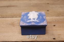 Vintage Wedgwood Blue Jasperware by Schafer and Vater- Square Vanity Jewelry Box Children Design