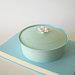 Vintage White Blossom by Mary King Dusting Powder BOX, Pale Blue with White Flower and Gold Accents
