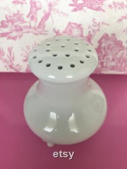 Vintage White Porcelain Sugar Shaker, Talc Shaker, Hat Pin Holder