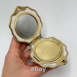 Vintage Women's Gilt USSR Silver 875 Compact Powder Box Shell Mirror Signed 86gr