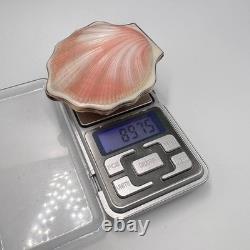 Vintage Women's Gilt USSR Silver 875 Compact Powder Box Shell Mirror Signed 86gr