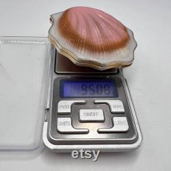 Vintage Women's Gilt USSR Silver 875 Compact Powder Box Shell Mirror Signed 95gr