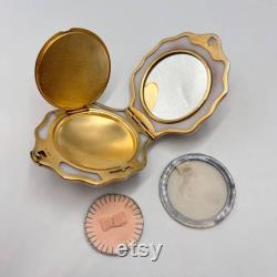 Vintage Women's Gilt USSR Silver 875 Compact Powder Box Shell Mirror Signed 95gr
