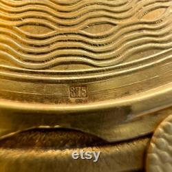 Vintage Women's Gilt USSR Silver 875 Compact Powder Box Shell Mirror Signed 95gr