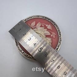 Vintage Women's USSR Silver 875 Compact Powder Box Roses Mirror Signed 78 gr