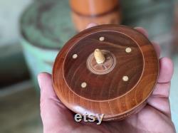 Vintage Wooden Hand Lacquered Marquetry Trinket Powder Box