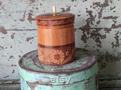 Vintage Wooden Hand Lacquered Marquetry Trinket Powder Box