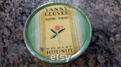 Vintage Yanky Clover Dusting Powder Tin with Some Powder Richard Hudnut New York Paris Art Deco Decor