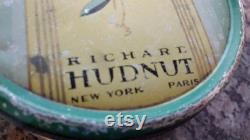 Vintage Yanky Clover Dusting Powder Tin with Some Powder Richard Hudnut New York Paris Art Deco Decor