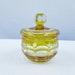Vintage Yellow Crystal Etched to Clear Covered Vanity Box CHIPPED