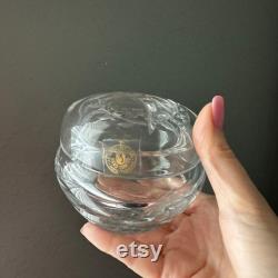 Vintage Yugoslavia Crystal Powder Jar with Handcrafted Floral Designs