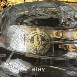 Vintage Yugoslavia Crystal Powder Jar with Handcrafted Floral Designs