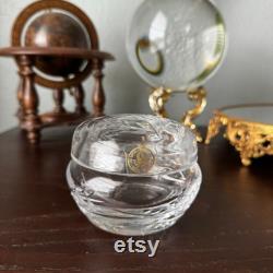 Vintage Yugoslavia Crystal Powder Jar with Handcrafted Floral Designs