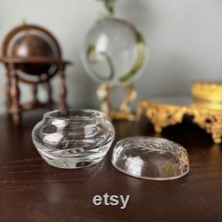 Vintage Yugoslavia Crystal Powder Jar with Handcrafted Floral Designs
