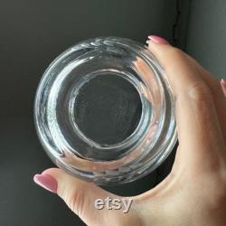 Vintage Yugoslavia Crystal Powder Jar with Handcrafted Floral Designs