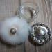 Vintage antique down powder puff and jar FandB monogrammed