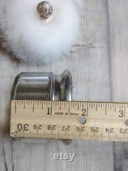 Vintage antique down powder puff and jar FandB monogrammed