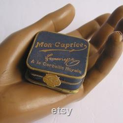 Vintage antique small cardboard box Powder Box Cardboard Box Miniature Box Mon Caprice Corbeille Royale by Emile Lemesre Paris around 1900 Original