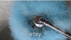 Vintage art deco 1920s swans down pastel blue powder puff with a chrome telescoping handle in original box. New vintage, unused. Dainty