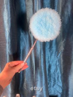 Vintage art deco 1920s swans down pastel blue powder puff with a chrome telescoping handle in original box. New vintage, unused. Dainty