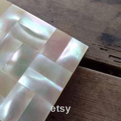 Vintage brass powder box with mother of pearl inlay collectible decorative piece