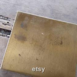 Vintage brass powder box with mother of pearl inlay collectible decorative piece