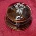 Vintage brown glass powder box, amber shades glass container, colors of nature in spring, easter, st patrick's day