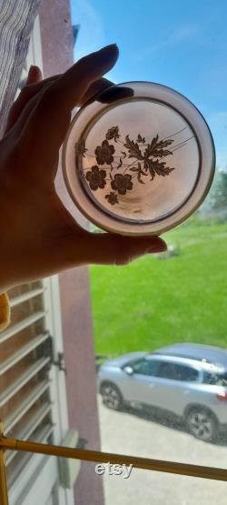 Vintage brown glass powder box, amber shades glass container, colors of nature in spring, easter, st patrick's day