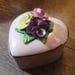 Vintage crown china crafts pottery flowers pink ceramic heart lidded trinket box