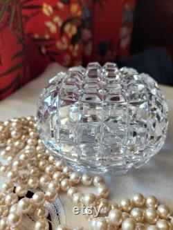 Vintage crystal powder bowl, Art Deco powder bowl, vintage powder bowl, dressing table vanity bowl, crystal bowl with lid