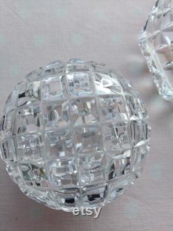 Vintage crystal powder bowl, Art Deco powder bowl, vintage powder bowl, dressing table vanity bowl, crystal bowl with lid