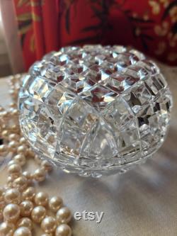 Vintage crystal powder bowl, Art Deco powder bowl, vintage powder bowl, dressing table vanity bowl, crystal bowl with lid