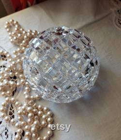 Vintage crystal powder bowl, Art Deco powder bowl, vintage powder bowl, dressing table vanity bowl, crystal bowl with lid